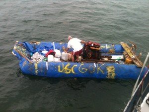 Cuban raft adrift off Elliot Key, found by Capt. Robert Hamilton.