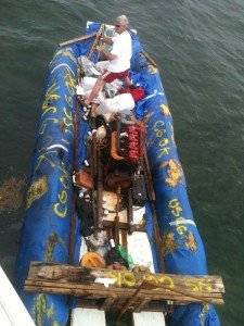 Capt. Bob Hamilton of Dania Beach, FL finds Cuban raft adrift off of Elliot Key, FL.